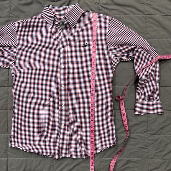 MEN HOMESTEAD COLLECTION PROPERLY TIED LONG SLEEVE BUTTON UP RED BLUE GINGHAM XS - Picture 9 of 9